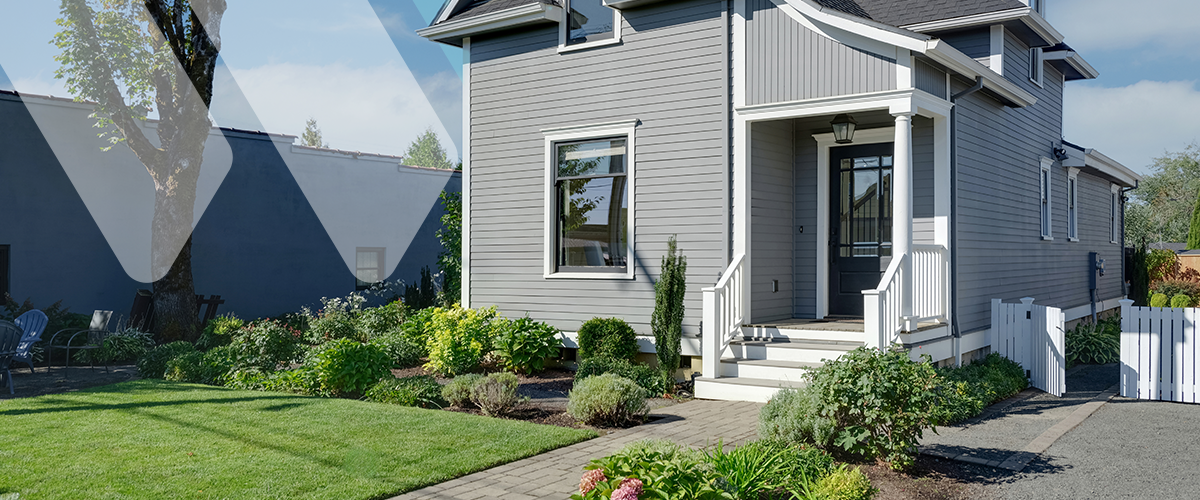 House with yard and greenery